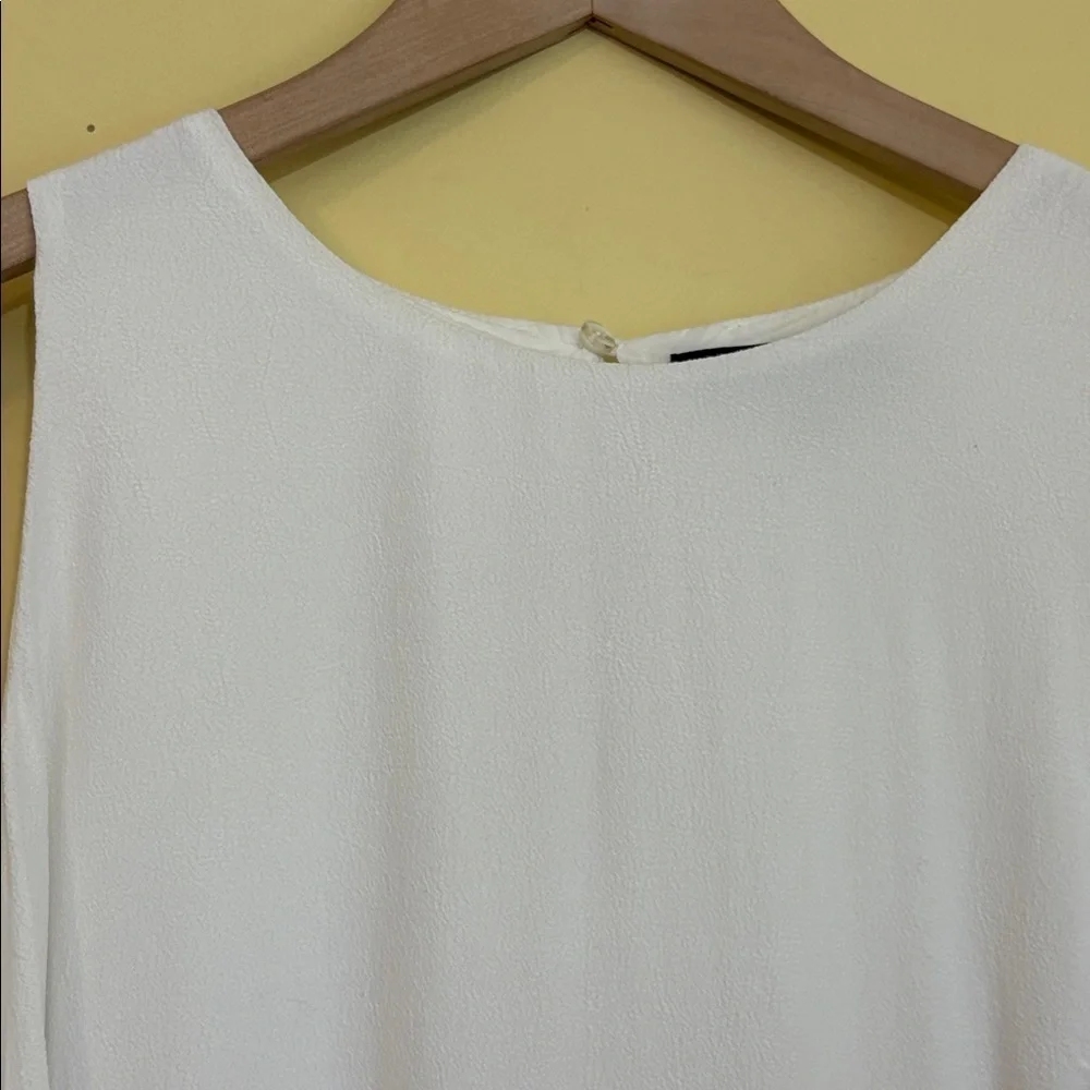Lulus | White Viscose Blend Gauze Sleeveless Lined Round Neck Mini Dress Small